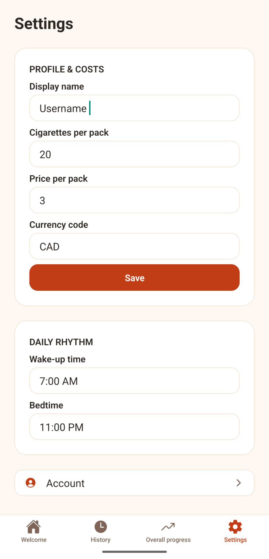 Your settings screenshot