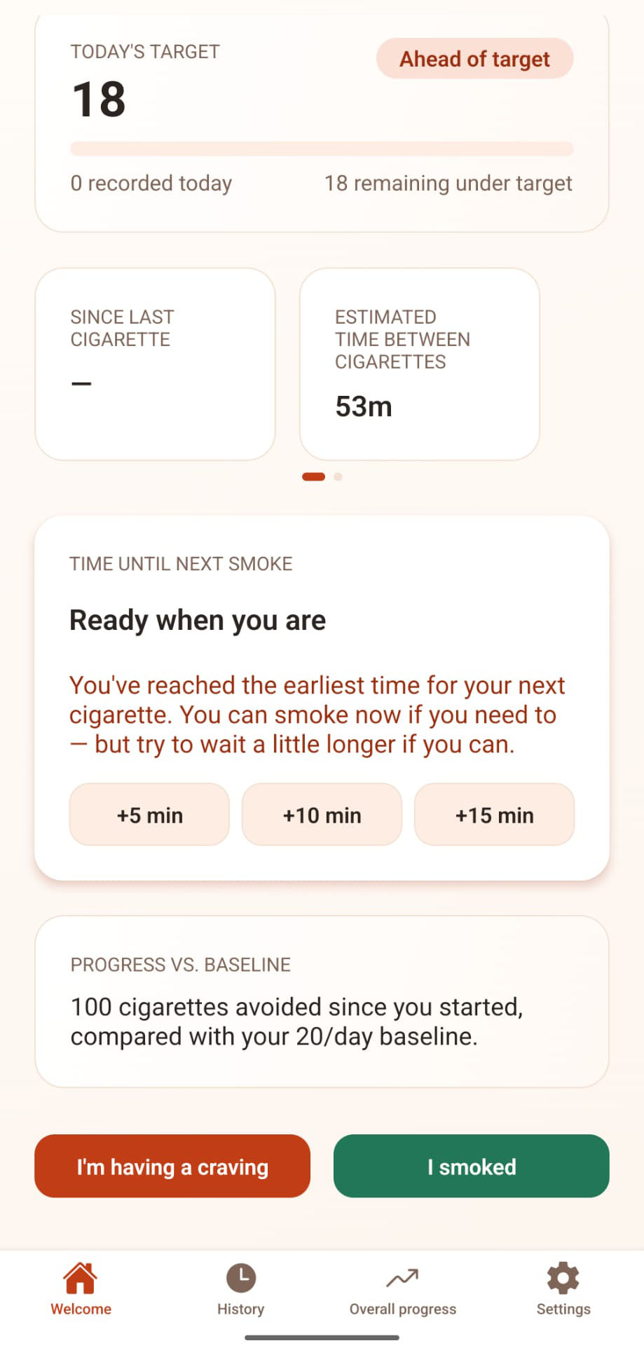 Today's plan, at a glance screenshot